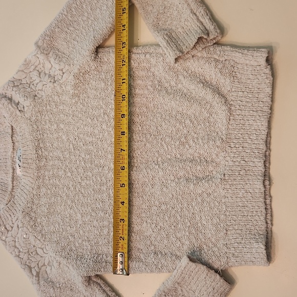 Justice Cream Knit Sweater With Lace Details Size 8 - Picture 6 of 7